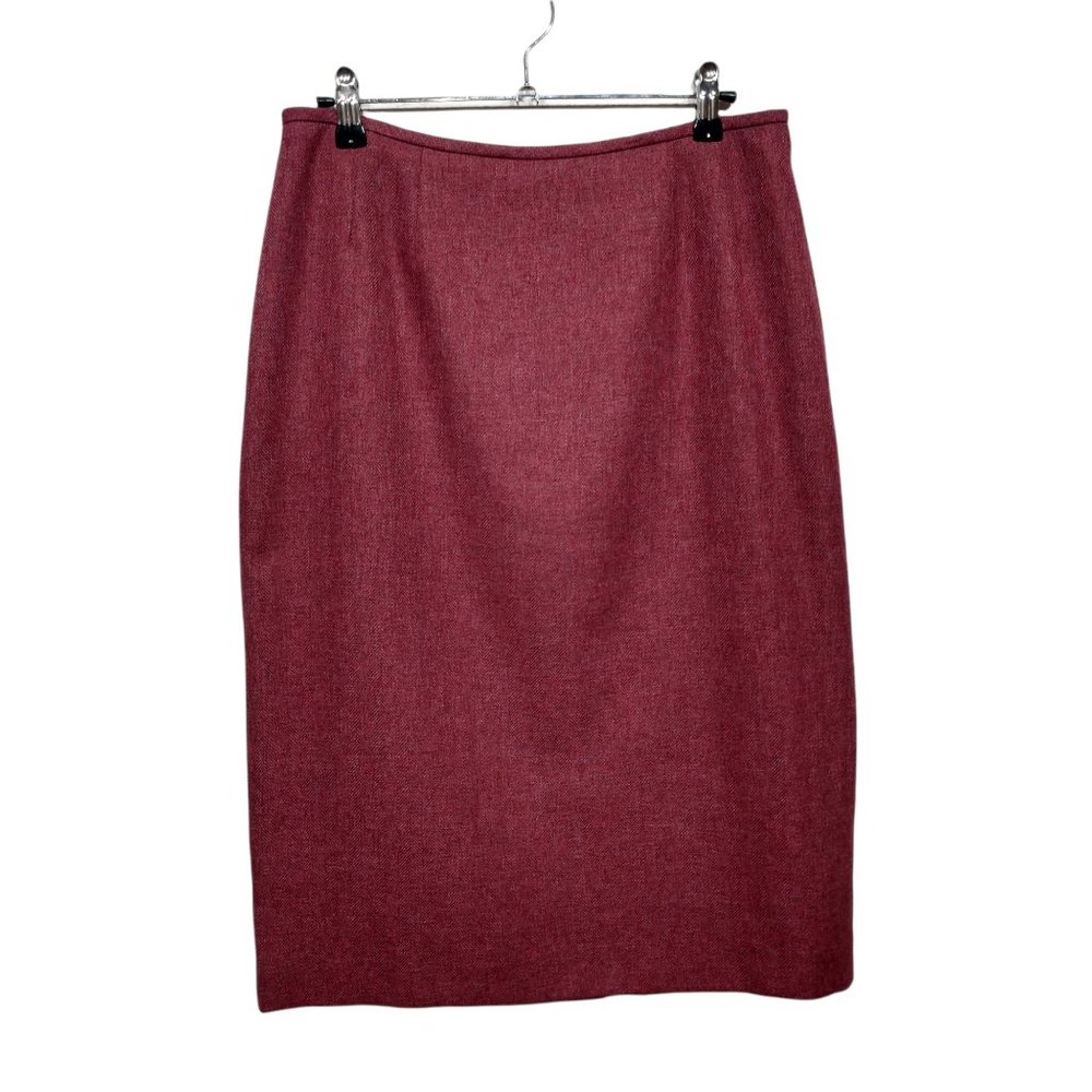 Le Suit Herringbone Tweed Pencil Skirt - Size 10P